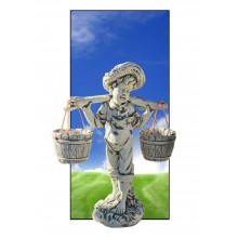 Statuie de gradina Baiat cu cobilite, baietel rustic cu doua galeti folosite ca ghivece